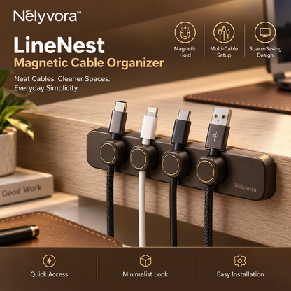 Nelyvora™ LineNest Magnetic Cable Organizer