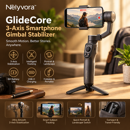 Nelyvora™ GlideCore 3-Axis Smartphone Gimbal Stabilizer