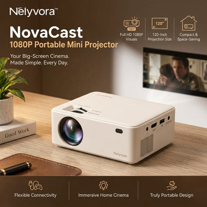 Nelyvora™ NovaCast 1080P Portable Mini Projector