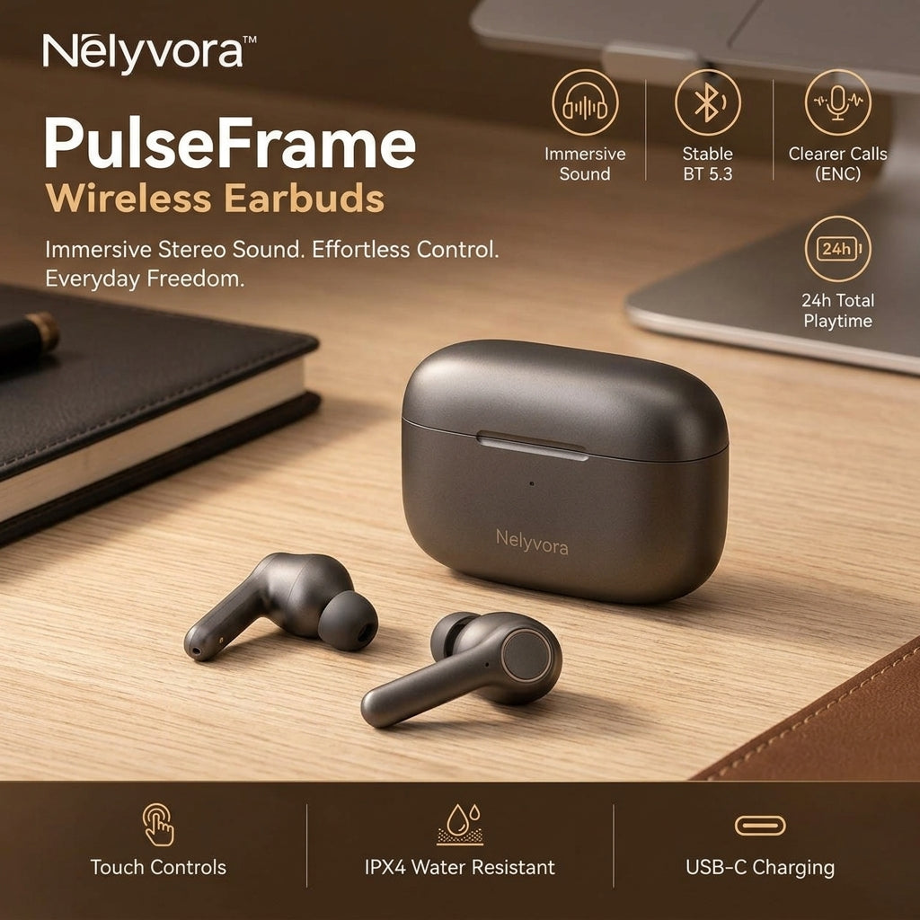 Nelyvora™ PulseFrame Wireless Earbuds